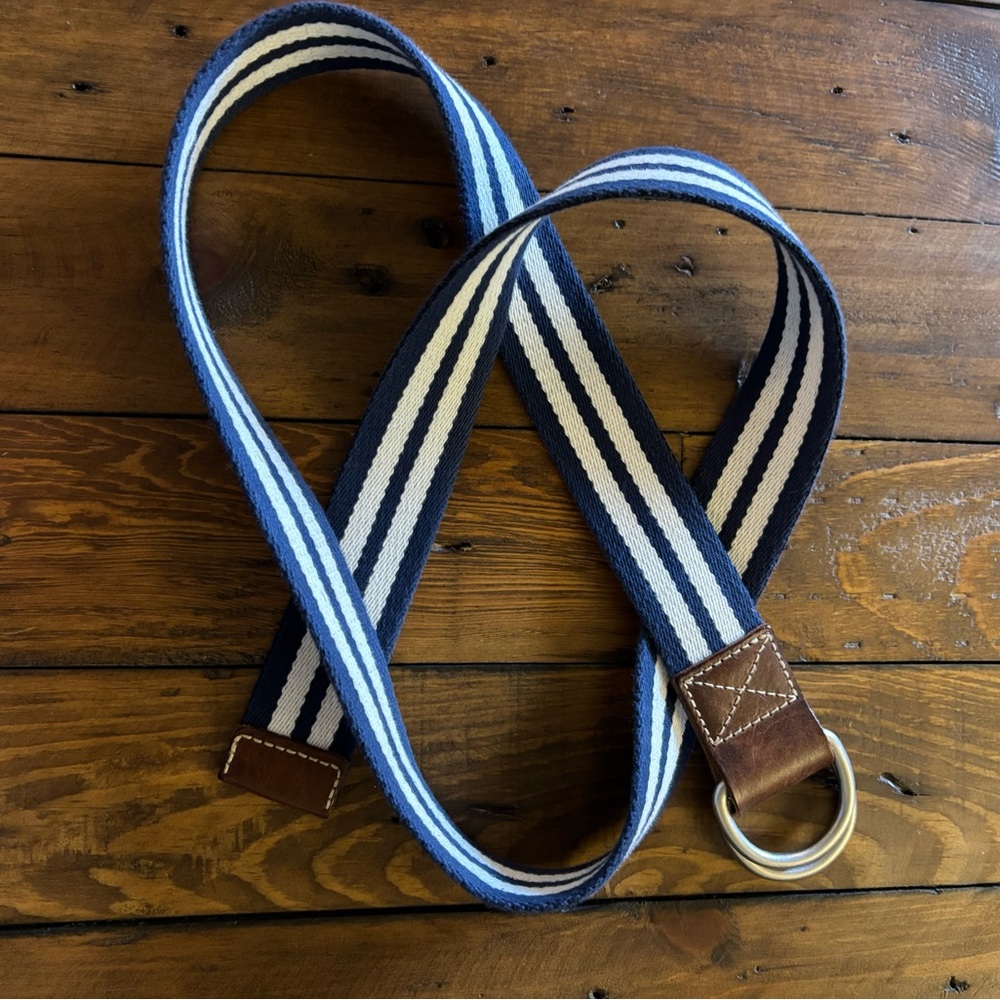 Cremieux Blue Label Stripe Herringbone Belt Size Small/Medium 100% Cotton